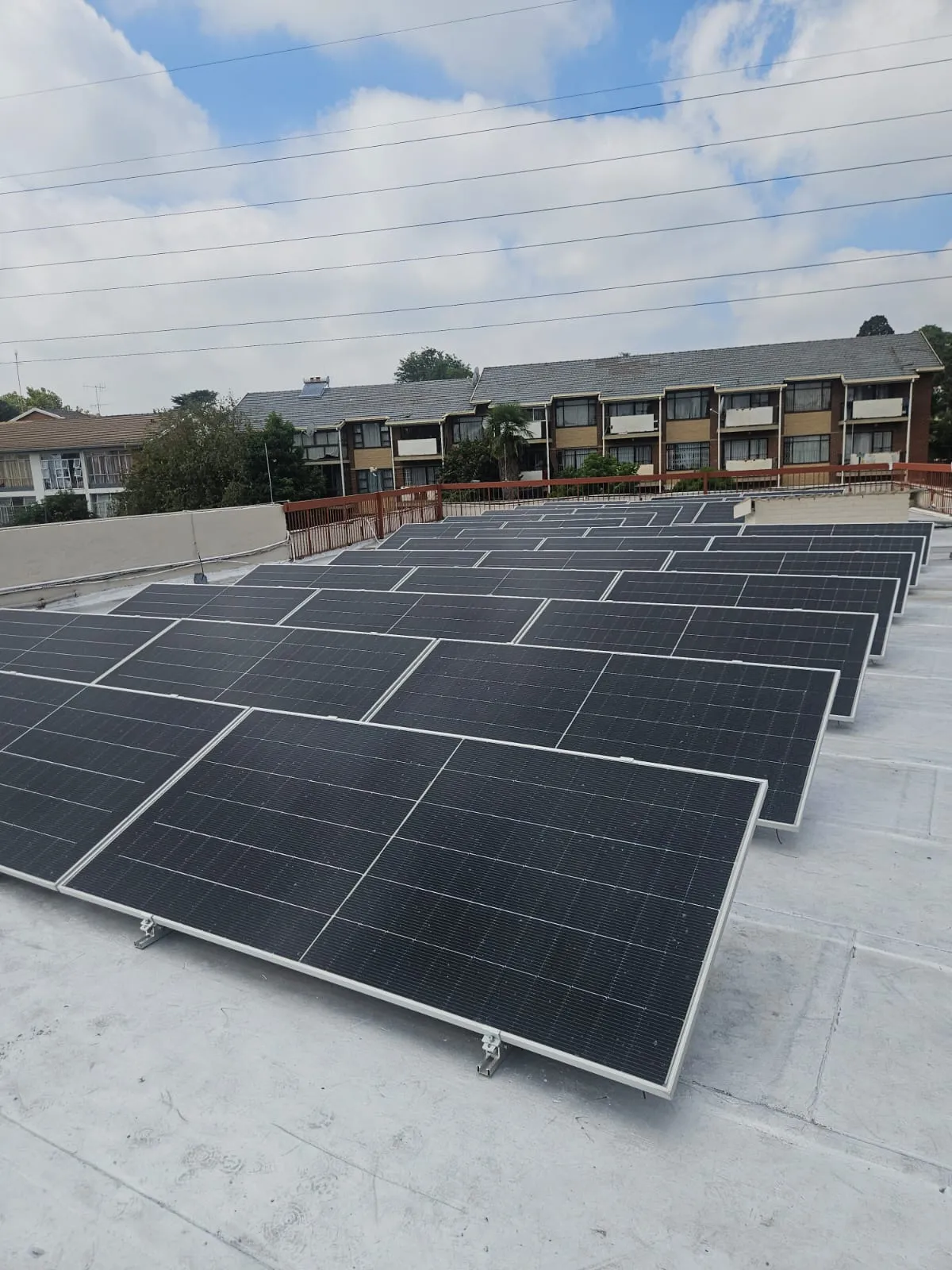 Lightning protection installation at a solar PV site.